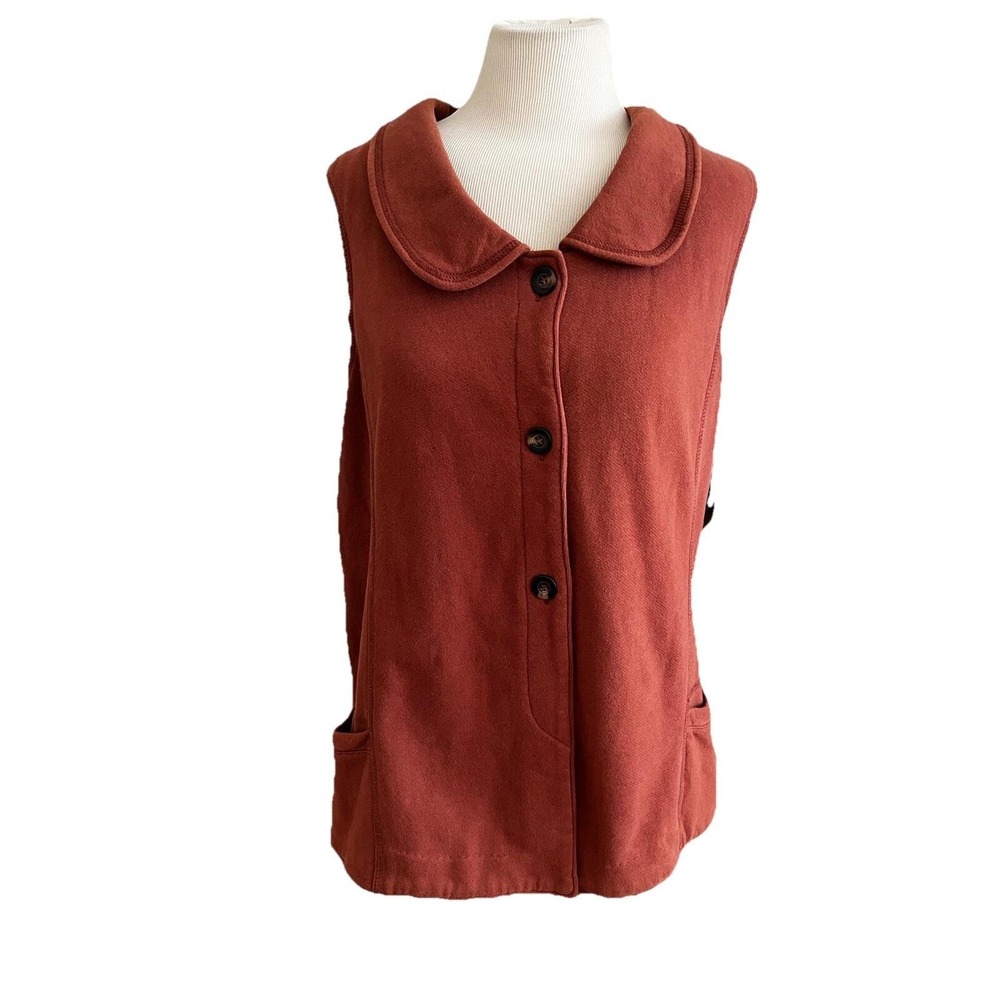 Y2k VTG  Vest Woolrich Brown Button Front  Fleece  Sz XL‎ pockets Grannycore